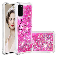 Coque Silicone Housse Etui Gel Bling-Bling S03 pour Samsung Galaxy S20 Rose Rouge