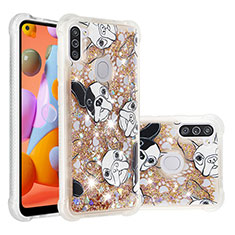 Coque Silicone Housse Etui Gel Bling-Bling S04 pour Samsung Galaxy A11 Or