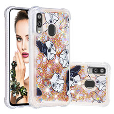 Coque Silicone Housse Etui Gel Bling-Bling S04 pour Samsung Galaxy A40 Or