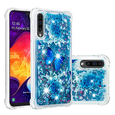 Coque Silicone Housse Etui Gel Bling-Bling S04 pour Samsung Galaxy A50S Bleu
