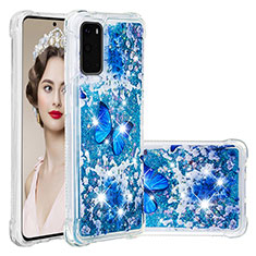 Coque Silicone Housse Etui Gel Bling-Bling S04 pour Samsung Galaxy S20 5G Bleu