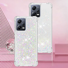 Coque Silicone Housse Etui Gel Bling-Bling YB3 pour Xiaomi Redmi Note 12 Pro 5G Argent