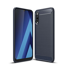 Coque Silicone Housse Etui Gel Line C01 pour Samsung Galaxy A90 5G Bleu