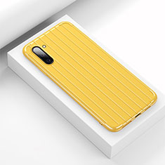 Coque Silicone Housse Etui Gel Line C01 pour Samsung Galaxy Note 10 Jaune