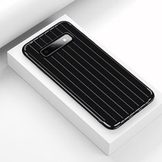 Coque Silicone Housse Etui Gel Line C01 pour Samsung Galaxy S10 Noir