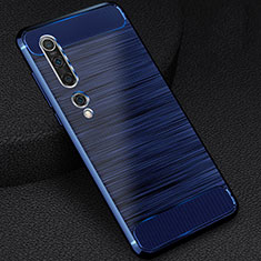 Coque Silicone Housse Etui Gel Line C01 pour Xiaomi Mi 10 Bleu
