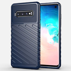 Coque Silicone Housse Etui Gel Line C02 pour Samsung Galaxy S10 5G Bleu