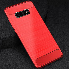 Coque Silicone Housse Etui Gel Line C02 pour Samsung Galaxy S10e Rouge