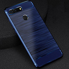 Coque Silicone Housse Etui Gel Line C03 pour Huawei Honor V20 Bleu