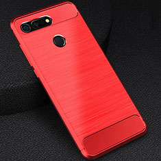 Coque Silicone Housse Etui Gel Line C03 pour Huawei Honor View 20 Rouge