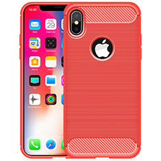 Coque Silicone Housse Etui Gel Line pour Apple iPhone Xs Max Rouge