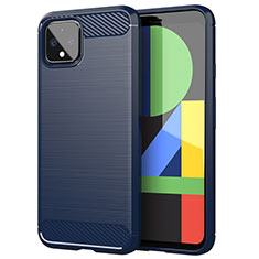 Coque Silicone Housse Etui Gel Line pour Google Pixel 4 Bleu