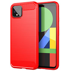 Coque Silicone Housse Etui Gel Line pour Google Pixel 4 Rouge