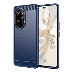 Coque Silicone Housse Etui Gel Line pour Huawei Honor 100 Pro 5G Bleu