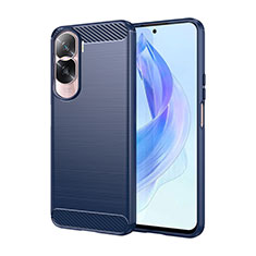 Coque Silicone Housse Etui Gel Line pour Huawei Honor 90 Lite 5G Bleu