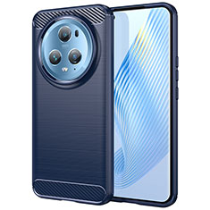 Coque Silicone Housse Etui Gel Line pour Huawei Honor Magic5 Pro 5G Bleu