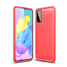 Coque Silicone Housse Etui Gel Line pour Huawei Honor Play4T Pro Rouge