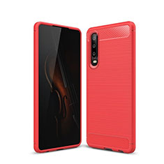 Coque Silicone Housse Etui Gel Line pour Huawei P30 Rouge