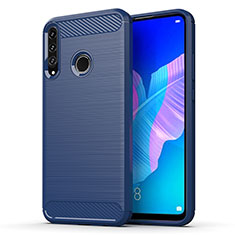 Coque Silicone Housse Etui Gel Line pour Huawei P40 Lite E Bleu