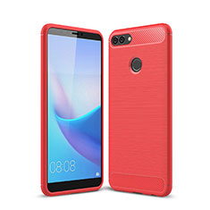 Coque Silicone Housse Etui Gel Line pour Huawei Y9 (2018) Rouge