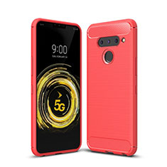 Coque Silicone Housse Etui Gel Line pour LG V50 ThinQ 5G Rouge