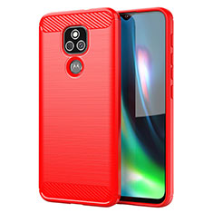 Coque Silicone Housse Etui Gel Line pour Motorola Moto E7 Plus Rouge