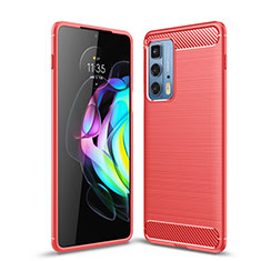 Coque Silicone Housse Etui Gel Line pour Motorola Moto Edge 20 Pro 5G Rouge