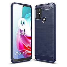 Coque Silicone Housse Etui Gel Line pour Motorola Moto G10 Power Bleu