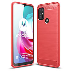 Coque Silicone Housse Etui Gel Line pour Motorola Moto G30 Rouge