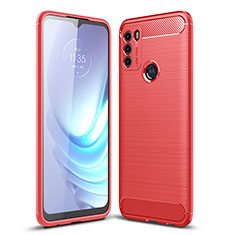 Coque Silicone Housse Etui Gel Line pour Motorola Moto G50 Rouge