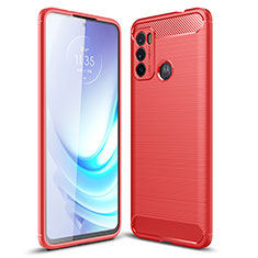 Coque Silicone Housse Etui Gel Line pour Motorola Moto G60 Rouge