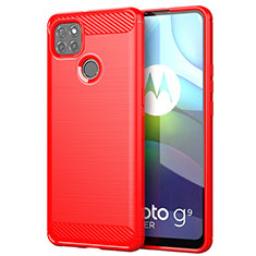 Coque Silicone Housse Etui Gel Line pour Motorola Moto G9 Power Rouge