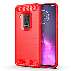 Coque Silicone Housse Etui Gel Line pour Motorola Moto One Zoom Rouge