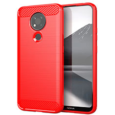 Coque Silicone Housse Etui Gel Line pour Nokia 3.4 Rouge