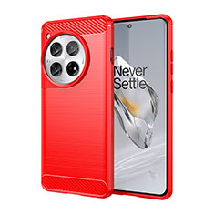 Coque Silicone Housse Etui Gel Line pour OnePlus 12 5G Rouge