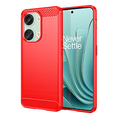 Coque Silicone Housse Etui Gel Line pour OnePlus Ace 2V 5G Rouge