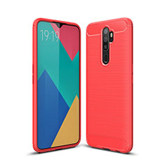 Coque Silicone Housse Etui Gel Line pour Oppo A11X Rouge