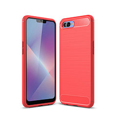 Coque Silicone Housse Etui Gel Line pour Oppo A12e Rouge