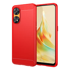 Coque Silicone Housse Etui Gel Line pour Oppo Reno8 T 4G Rouge