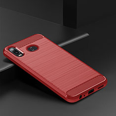 Coque Silicone Housse Etui Gel Line pour Samsung Galaxy A6s Rouge