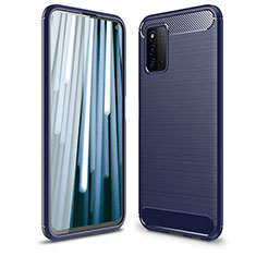 Coque Silicone Housse Etui Gel Line pour Samsung Galaxy F52 5G Bleu