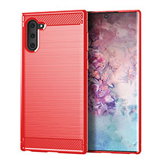 Coque Silicone Housse Etui Gel Line pour Samsung Galaxy Note 10 5G Rouge
