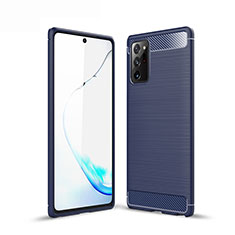 Coque Silicone Housse Etui Gel Line pour Samsung Galaxy Note 20 5G Bleu