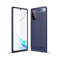 Coque Silicone Housse Etui Gel Line pour Samsung Galaxy Note 20 Plus 5G Bleu