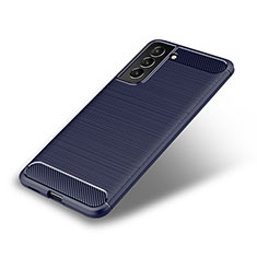 Coque Silicone Housse Etui Gel Line pour Samsung Galaxy S21 5G Bleu