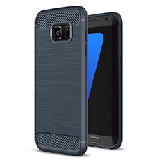 Coque Silicone Housse Etui Gel Line pour Samsung Galaxy S7 Edge G935F Bleu