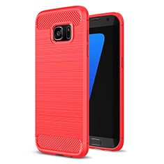 Coque Silicone Housse Etui Gel Line pour Samsung Galaxy S7 Edge G935F Rouge