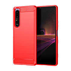 Coque Silicone Housse Etui Gel Line pour Sony Xperia 1 III Rouge