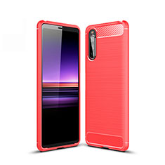 Coque Silicone Housse Etui Gel Line pour Sony Xperia 10 II Rouge