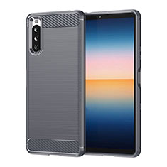 Coque Silicone Housse Etui Gel Line pour Sony Xperia 10 III Gris